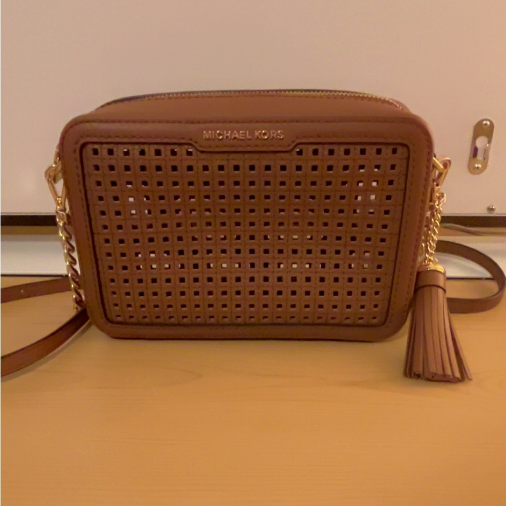 Michael Kors Tan Crossbody Bag with Gold Chain